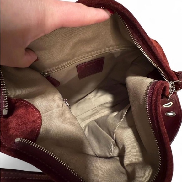 RARE Y2k Burgundy Coach SoHo Suede Shoulder Hobo Bag - Picture 6 of 7
